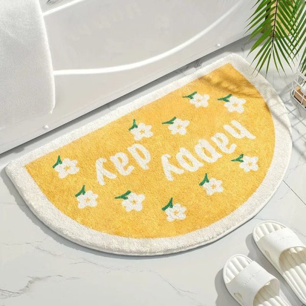 tapis de bain antidérapant fleurs blanches