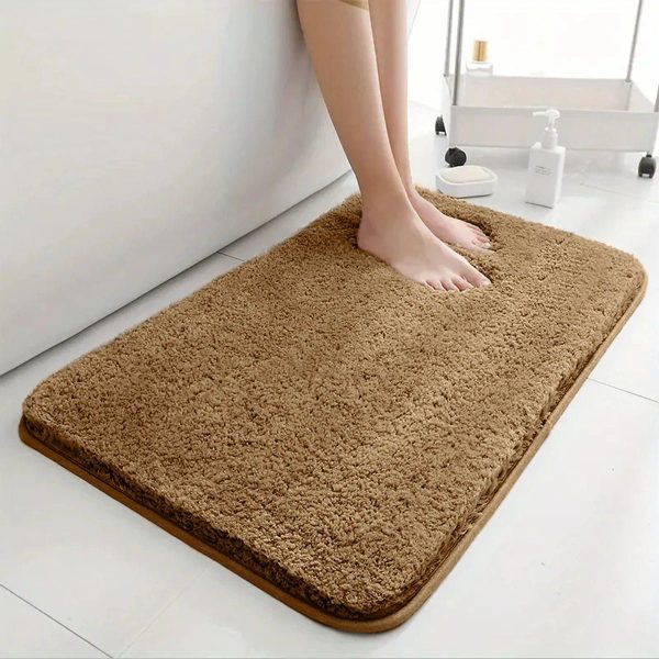 tapis de bain marron absorbant