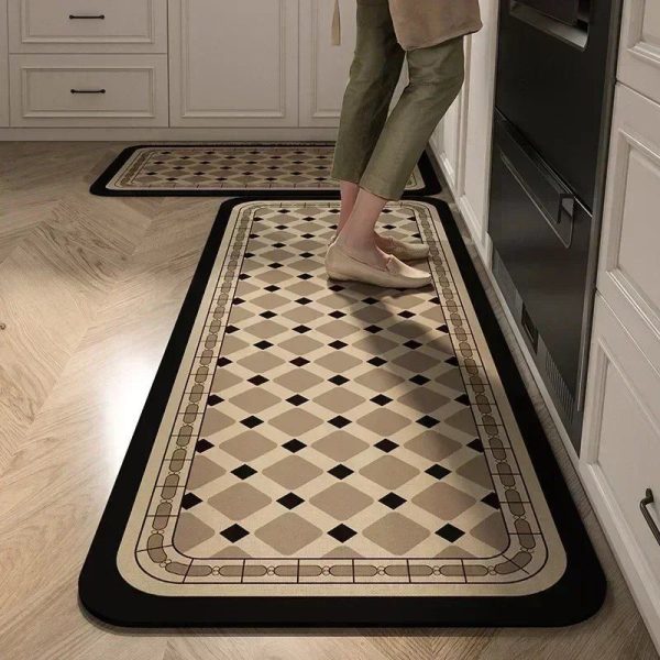 tapis de cuisine chic beige et noir