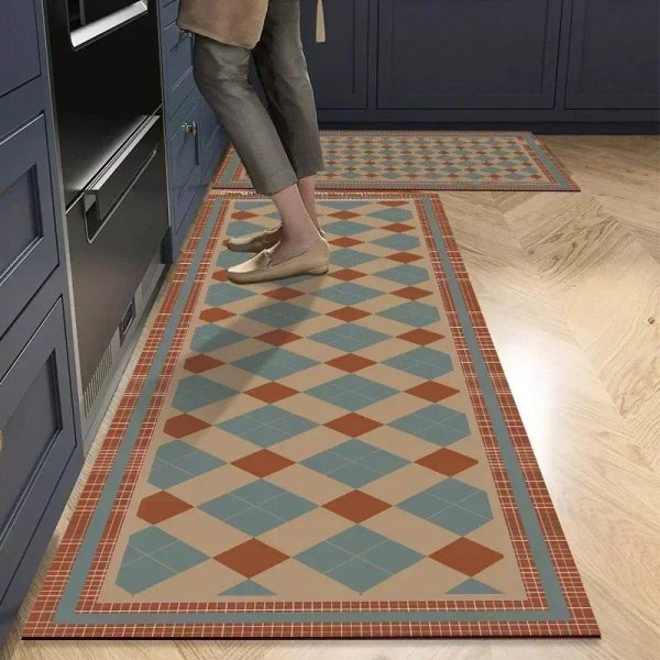 tapis de cuisine chic carreaux rouge