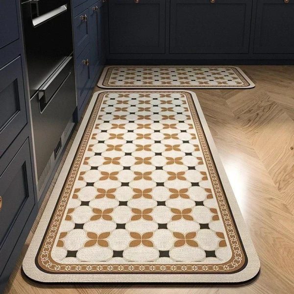 tapis de cuisine chic mosaïque or