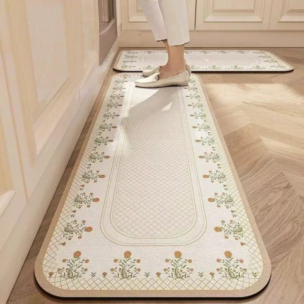 tapis de cuisine moderne fleurs