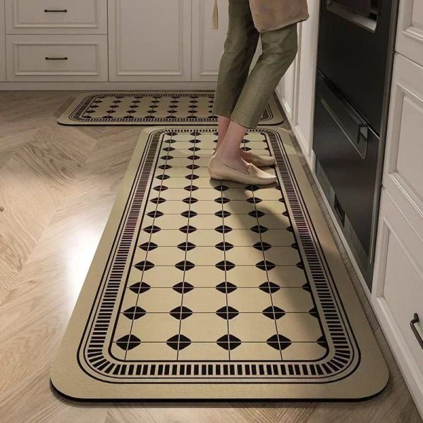 tapis de cuisine moderne neige et noir