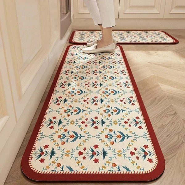 tapis de cuisine motifs floraux