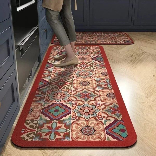 tapis de cuisine oriental rouge