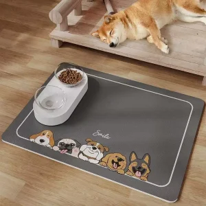 Tapis de nourriture pour chien antidérapant
